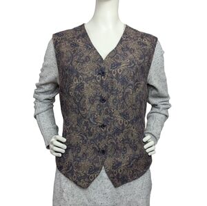 Vintage Paisley Button Front Tapestry Vest | Made in Canada | Size M